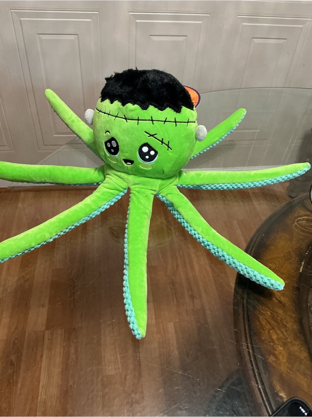 FuzzYard Halloween Frank Squeaky Crinkle Plush Dog Toy Stuffed Octopus 17”